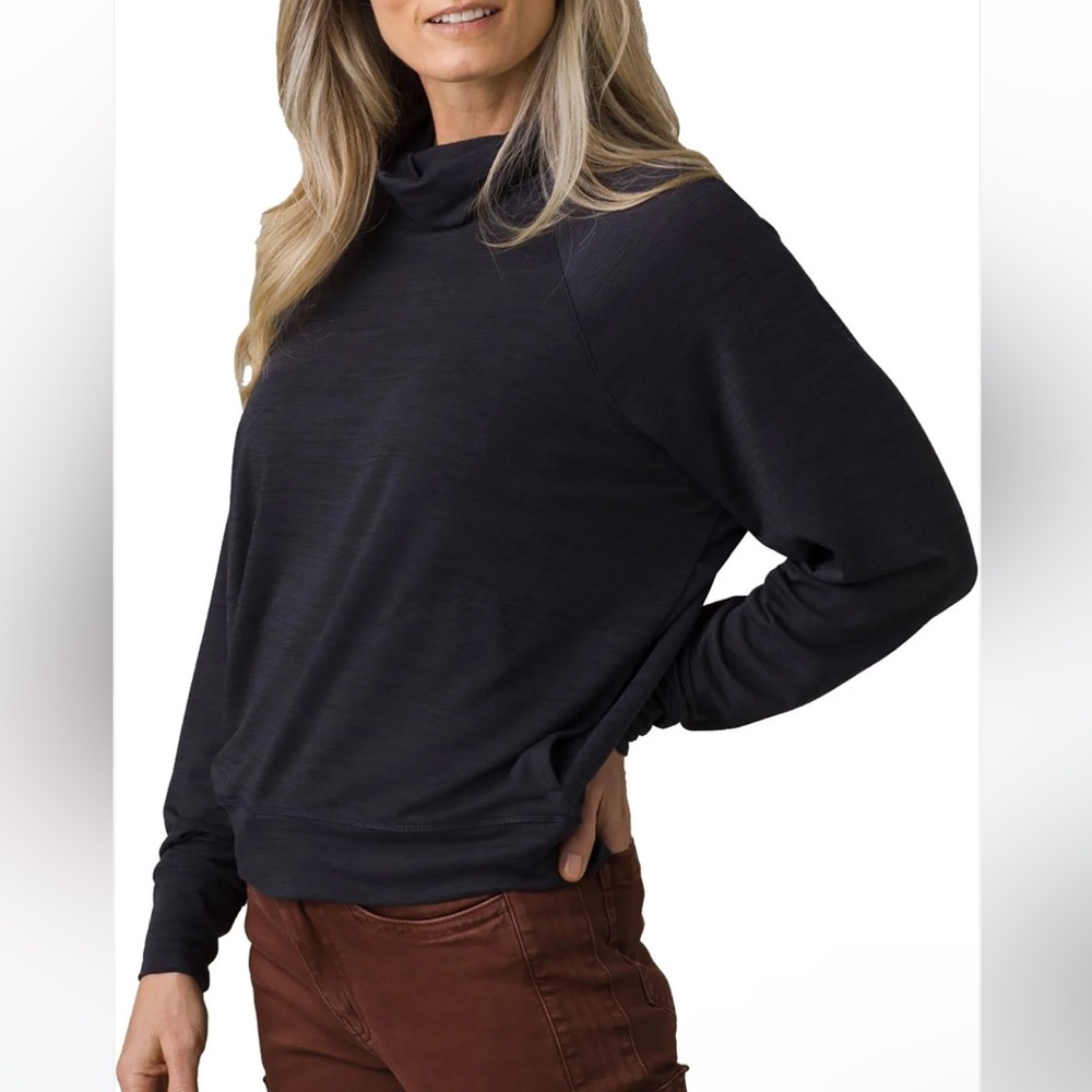 prAna Sol Protect Turtleneck long sleeve, black/dark grey, Large